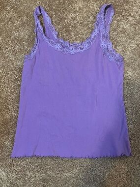 Nordstrom Lavender Lace-Trim Ribbed Camisole